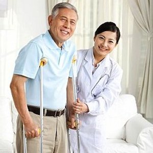 Family doctor and senior patient